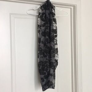 Black and white floral wrap scarf